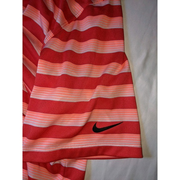 Nike‎ Golf Tour Performance Polo Shirt Size XL Dri Fit Striped Red Pink White - Picture 14 of 16